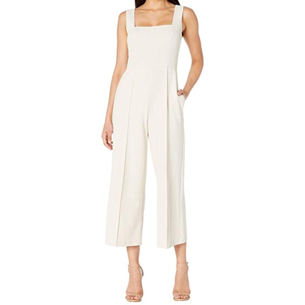 Donna Morgan Square Neck Cropped Wide Leg Jumpsuit